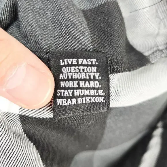 Dixxon Finish Line Flannel Shirt Mens Small Button Up Black White Plaid Casual - Picture 6 of 10